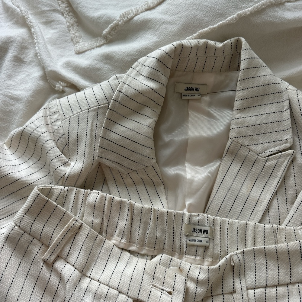 Jason Wu Cream and Black Pinstripe Suit